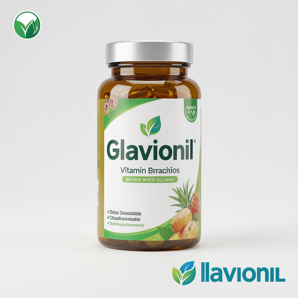 Glavionil balanced daily complex bottle and packaging, front view